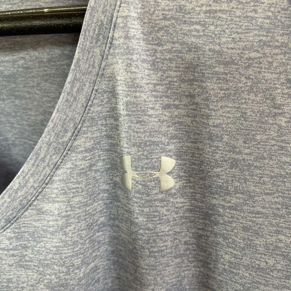 HEATGEAR Under Armour V Neck MADE IN JORDAN WOMEN LG BLUE AND GRAY BLEND - Picture 3 of 6